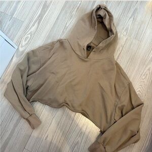 Fashion Nova tan cropped hoodie